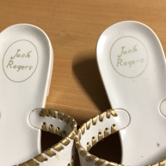 Jack Rogers white jelly flip-flop gold whip stitch 9 - Picture 5 of 15